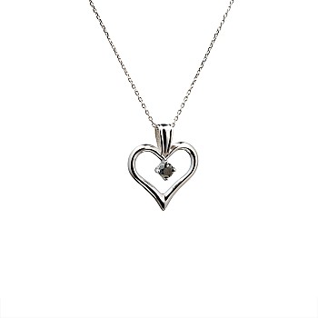 Heart pendant pan867dn in Gold or Platinum with Black Diamond