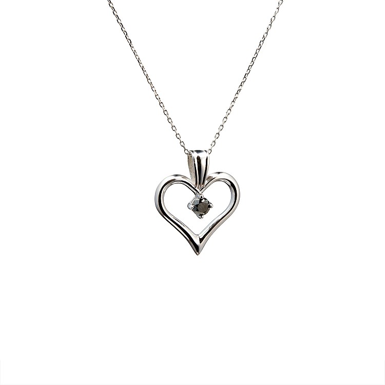 Heart pendant pan867dn in Gold or Platinum with Black Diamond