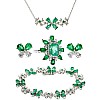 Fashion Set Earrings Ring Bracelet and Pendant in Gold with Emeralds and Diamonds Set2752smdi