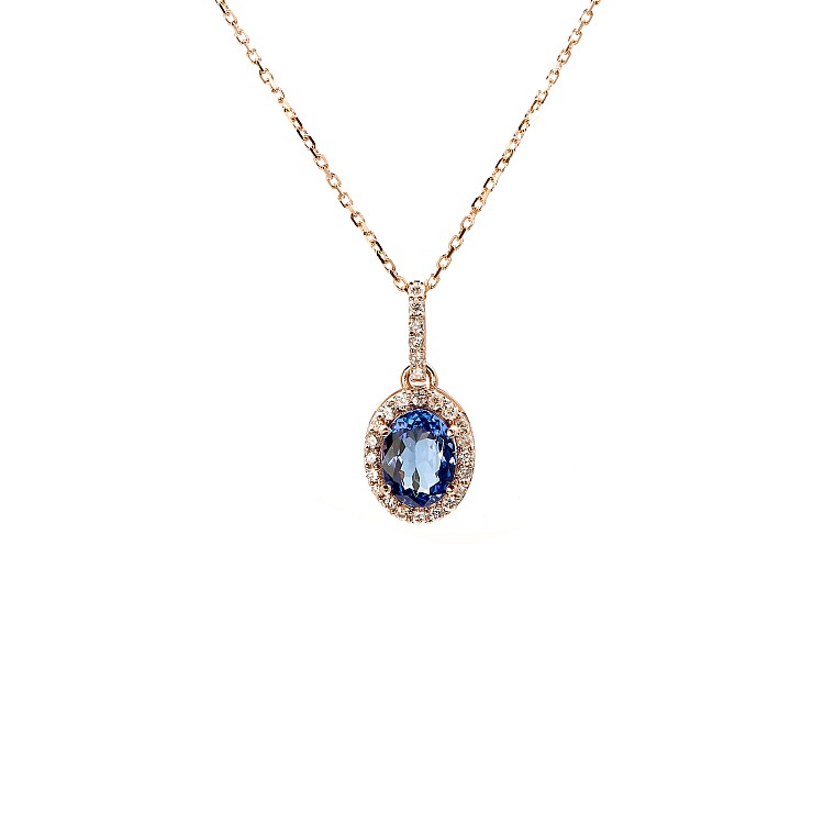 Gold Pendant with Oval Tanzanite and Diamonds pan2118TzOvDi