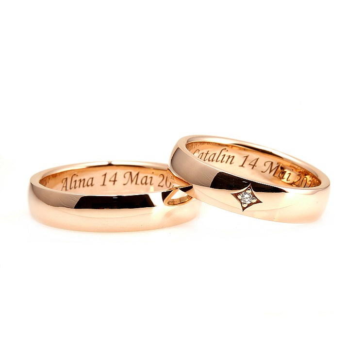 Wedding rings v015 in Gold or Platinum with Diamond