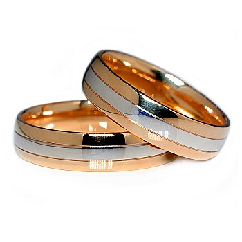 Wedding rings v018 in Yellow and White Gold