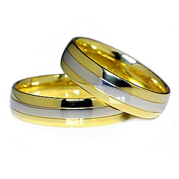 Wedding rings v018 in Yellow and White Gold