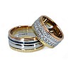 Wedding rings v036 in Gold with Colorless and Black Diamonds