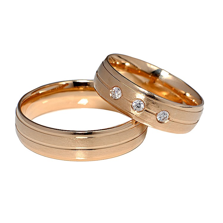 Wedding rings v047 in Gold with Diamonds