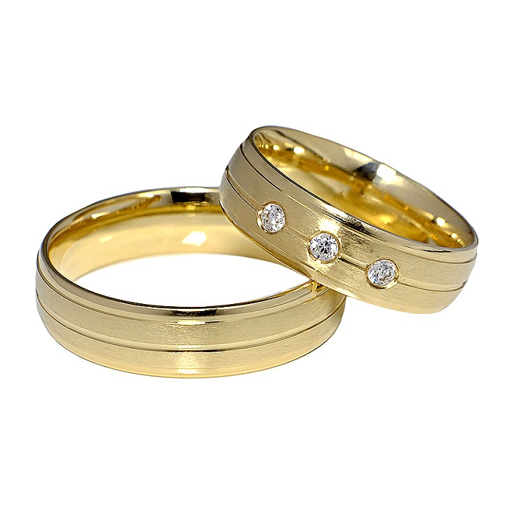 Wedding rings v047 in Gold with Diamonds