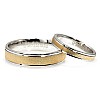 Two-tone gold wedding rings with Matt Sandblasted finish v0481.1