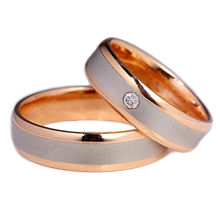 Wedding rings v051 in Gold with Diamond