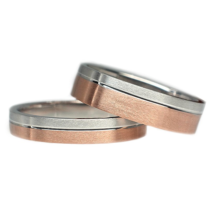 Wedding rings v0522 in Two Gold Colors