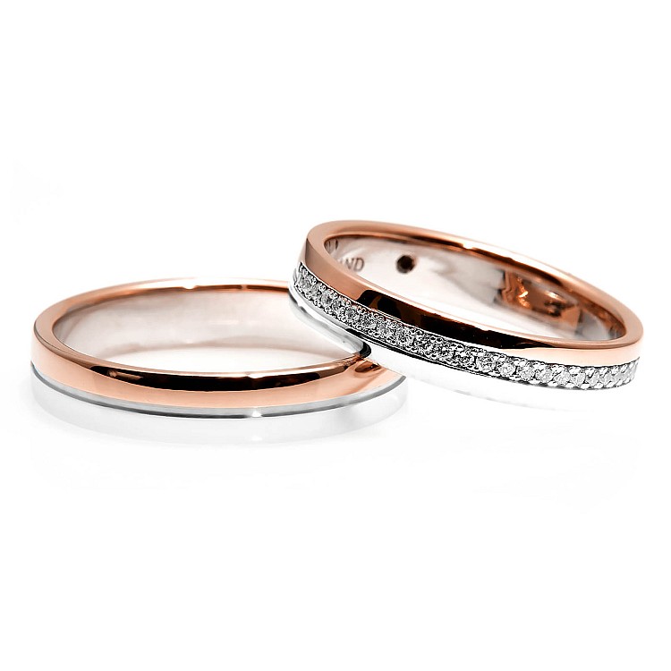 Wedding rings v073.1 Two-tone Gold with Diamonds