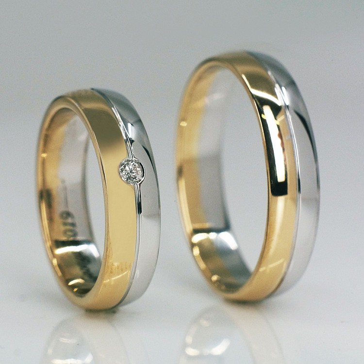 Wedding rings v073 Two-tone Gold with Diamond