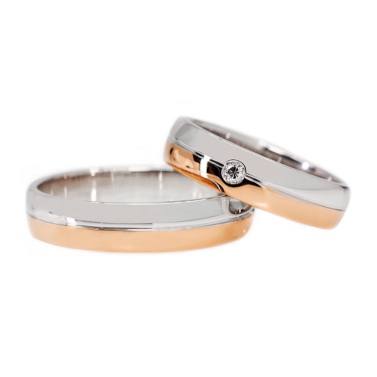 Wedding rings v073 Two-tone Gold with Diamond