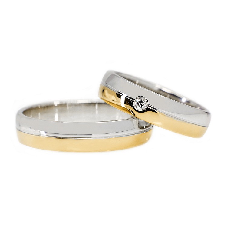 Wedding rings v073 Two-tone Gold with Diamond