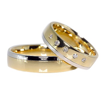 Wedding rings v075 in Gold with Diamonds