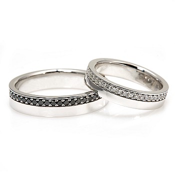 Platinum wedding rings with colorless and black diamonds vp0801didn