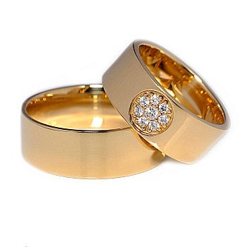 Wedding rings v100 in Gold or Platinum with Diamonds