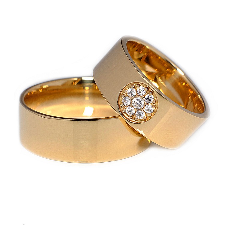 Wedding rings v100 in Gold or Platinum with Diamonds