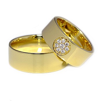 Wedding rings v100 in Gold or Platinum with Diamonds