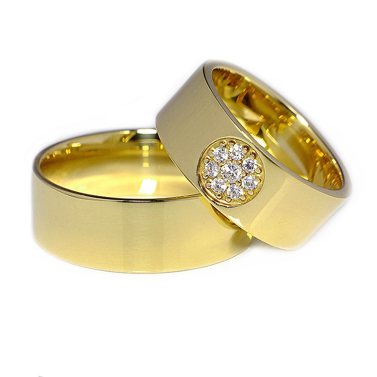 Wedding rings v100 in Gold or Platinum with Diamonds