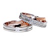 Wedding rings v1022 in two colors of gold or platinum with diamonds