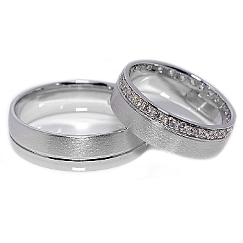 Wedding rings v104 in Gold or Platinum with Diamonds