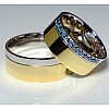 Wedding rings v113 in Gold with Blue Diamonds