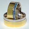 Wedding rings v113 in Gold with Blue Diamonds