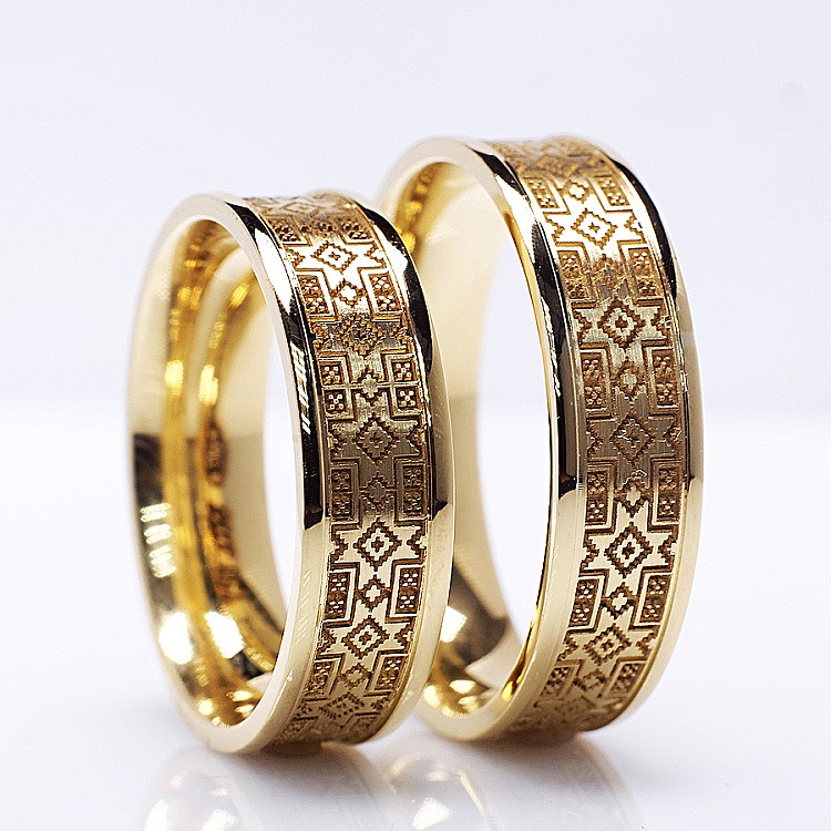 Wedding rings v114 in Gold with Romanian Motifs