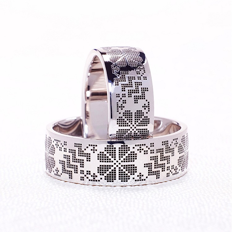 Wedding rings v1194 in Gold or Platinum with Traditional Pattern