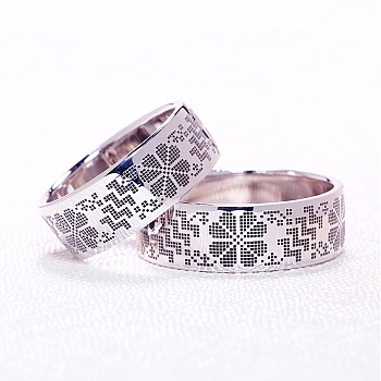 Wedding rings v1194 in Gold or Platinum with Traditional Pattern