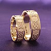 Wedding rings v1201 in Gold or Platinum with Celtic Knot Laser Pattern