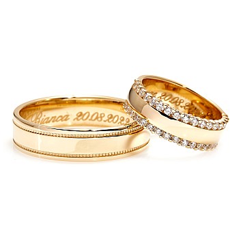 Wedding rings v1241.1 in Gold or Platinum with Diamonds