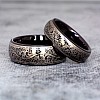 V126 Tungsten PVD Treated Wedding Rings with Venetian Pattern Laser Engraving