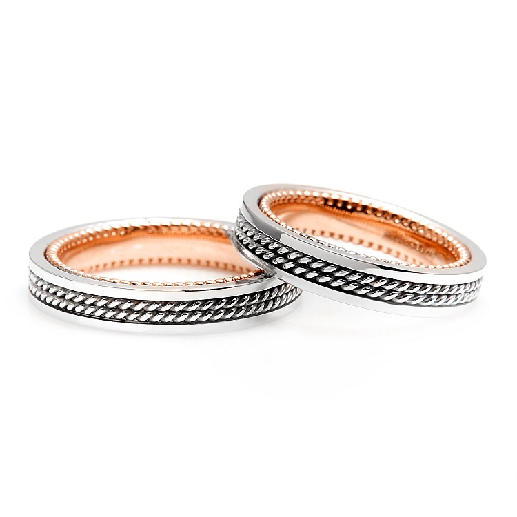 Double wedding rings v1272.1 in Gold with Manual Braiding