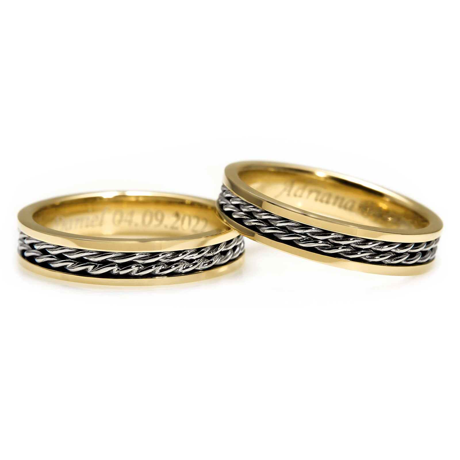 Exquisite Gold with Manual Double Braiding Wedding v1272 Valmand Rings 