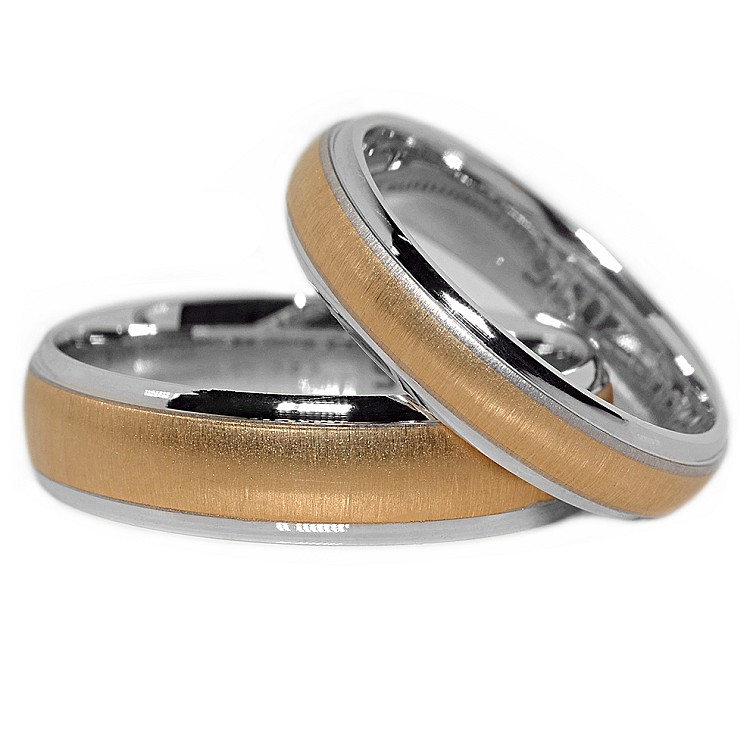 Wedding rings v128 in White and Yellow Gold