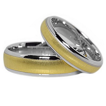 Wedding rings v128 in White and Yellow Gold