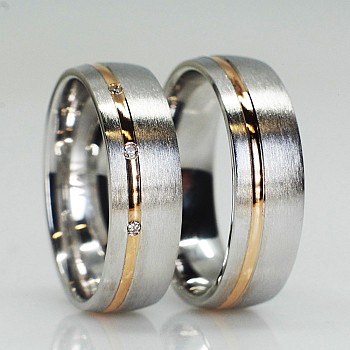 Wedding rings v1291 Two-tone Gold with Diamonds