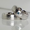 Wedding rings v130 in Gold or Platinum with Blue Diamond