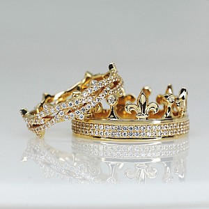 Königliche Eheringe v1483 in Gold oder Platin mit Diamanten