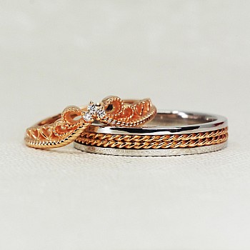 Vintage v1520 gold wedding rings with manual braiding