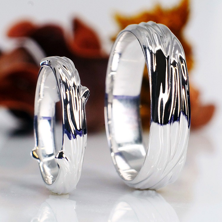 Wedding rings v1574 in Gold or Platinum with Branch Pattern