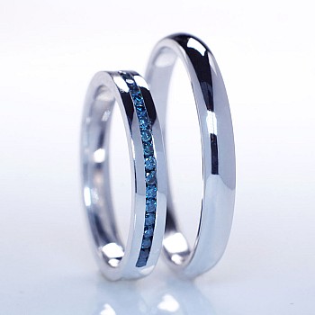 Wedding rings v163 in Gold or Platinum with Blue Diamonds