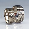 Wedding rings v1680 with Landscape in Gold or Platinum