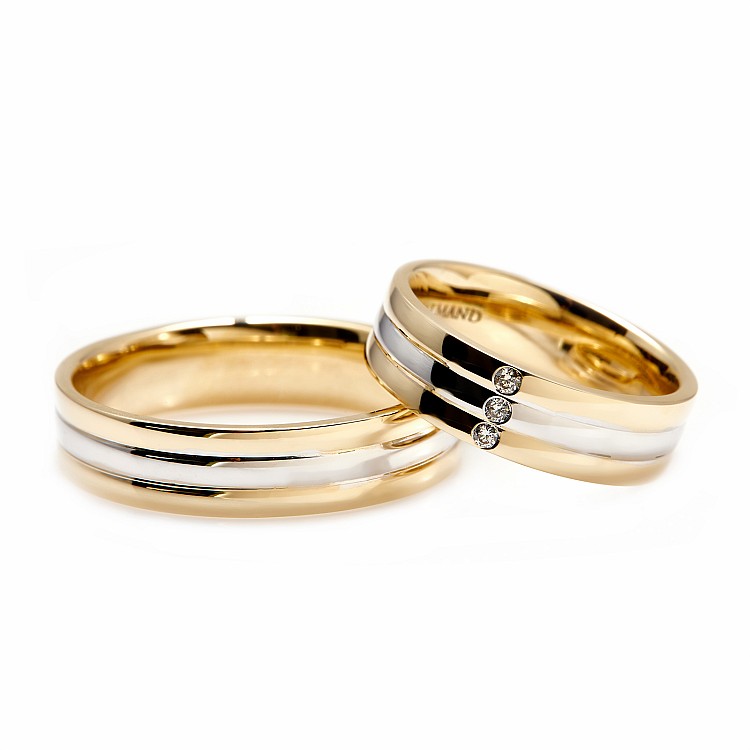 Wedding Rings v169 Two Color Gold with Diamonds