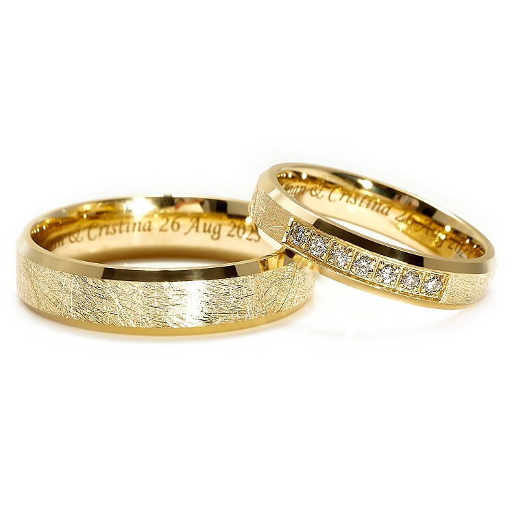 Classic Wedding Bands with Bevelled Edges v1771 in Gold or Platinum with Diamonds