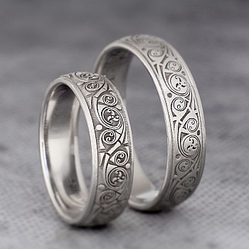 Wedding rings v183 in Gold or Platinum with Laser Pattern