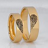 Personalized Gold or Platinum Wedding Rings v1836 with Heart-Shaped Imprints