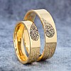 Personalized Gold or Platinum Wedding Rings v1836 with Heart-Shaped Imprints