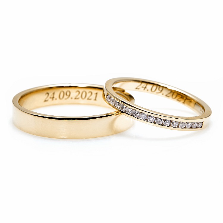 Wedding rings v185.2 in Gold or Platinum with Diamonds